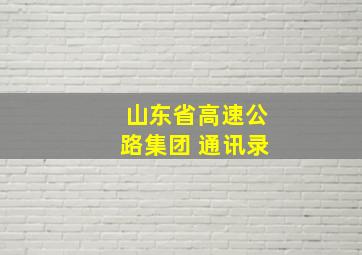 山东省高速公路集团 通讯录